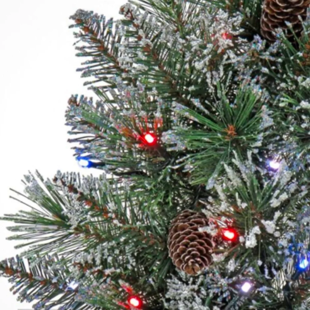 National Tree Co. 9 ft. Glittery Silver Bristle Pine Garland Twinkly LED Lights